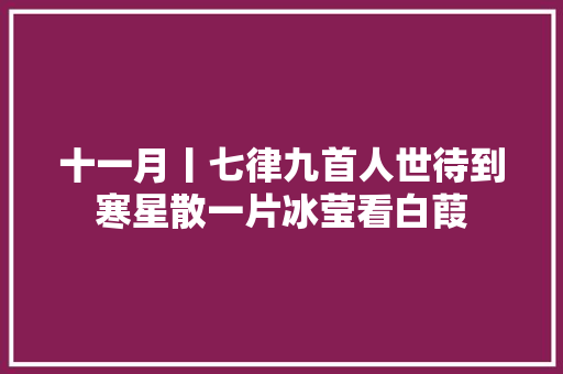 十一月丨七律九首人世待到寒星散一片冰莹看白葭