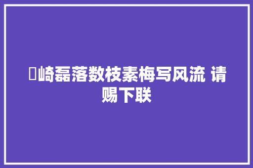 嵚崎磊落数枝素梅写风流 请赐下联
