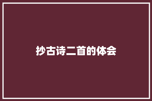 抄古诗二首的体会