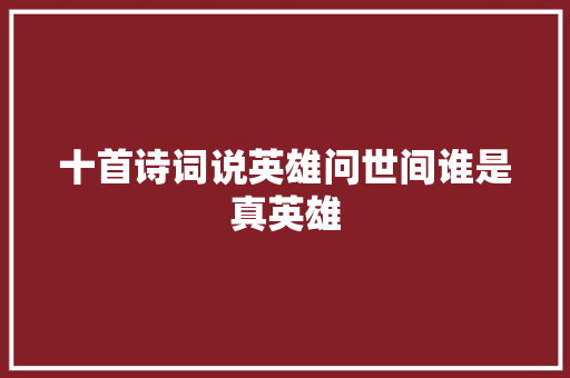 十首诗词说英雄问世间谁是真英雄