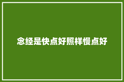 念经是快点好照样慢点好