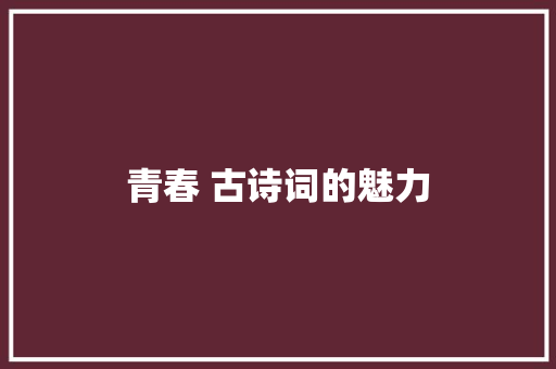 青春 古诗词的魅力