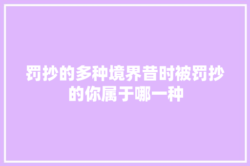 罚抄的多种境界昔时被罚抄的你属于哪一种
