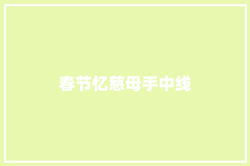 春节忆慈母手中线
