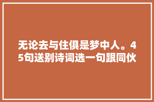 无论去与住俱是梦中人。45句送别诗词选一句跟同伙优雅拜别