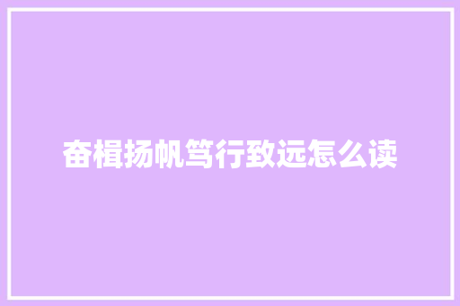 奋楫扬帆笃行致远怎么读