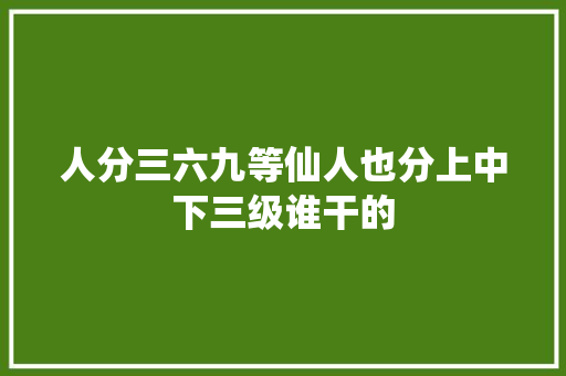 人分三六九等仙人也分上中下三级谁干的