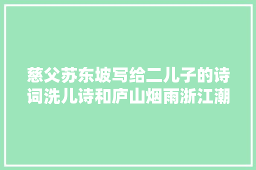慈父苏东坡写给二儿子的诗词洗儿诗和庐山烟雨浙江潮