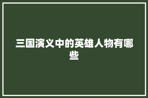 三国演义中的英雄人物有哪些