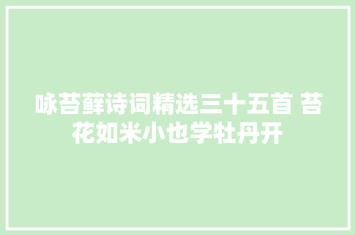 咏苔藓诗词精选三十五首 苔花如米小也学牡丹开