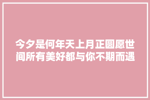 今夕是何年天上月正圆愿世间所有美好都与你不期而遇