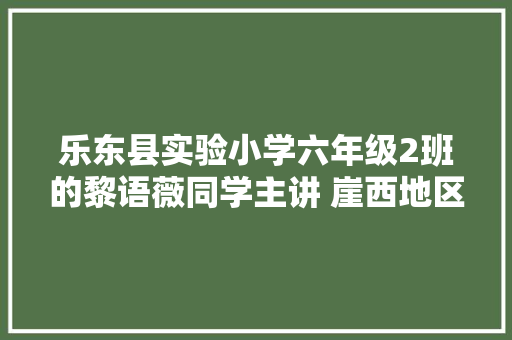 乐东县实验小学六年级2班的黎语薇同学主讲 崖西地区的少年儿童团