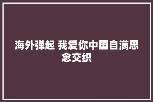 海外弹起 我爱你中国自满思念交织