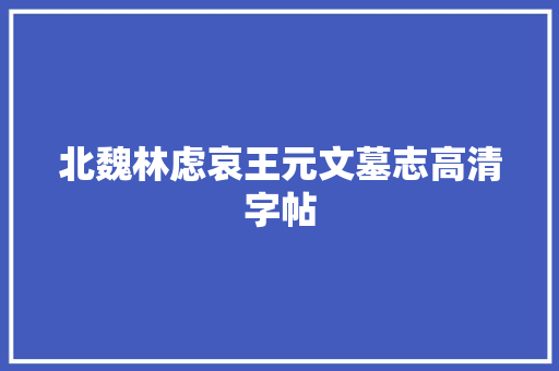 北魏林虑哀王元文墓志高清字帖
