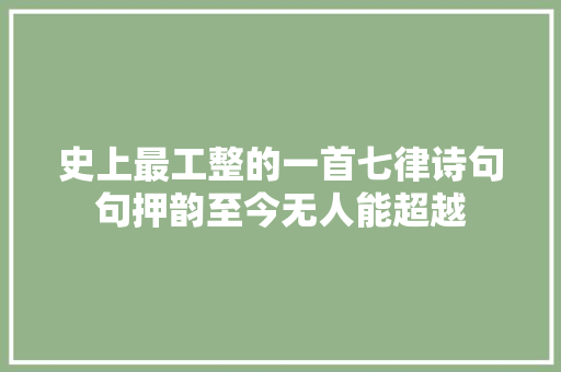 史上最工整的一首七律诗句句押韵至今无人能超越