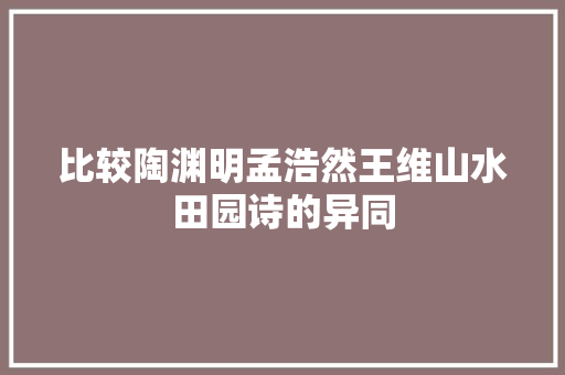 比较陶渊明孟浩然王维山水田园诗的异同