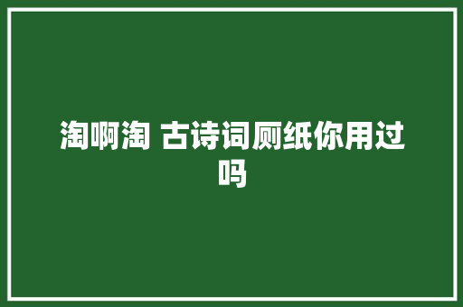 淘啊淘 古诗词厕纸你用过吗