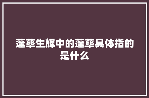 蓬荜生辉中的蓬荜具体指的是什么