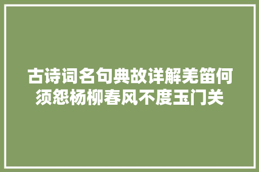 古诗词名句典故详解羌笛何须怨杨柳春风不度玉门关