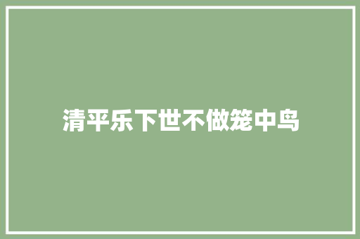 清平乐下世不做笼中鸟