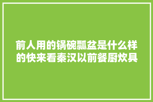 前人用的锅碗瓢盆是什么样的快来看秦汉以前餐厨炊具的成长