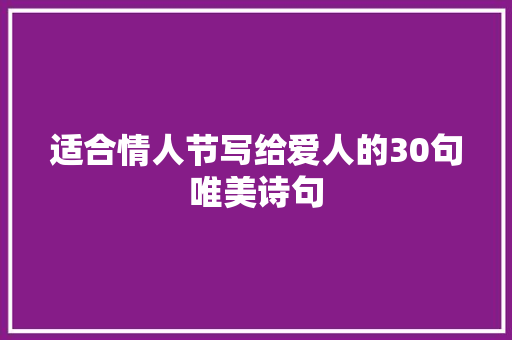 适合情人节写给爱人的30句唯美诗句