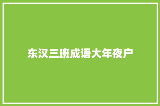 东汉三班成语大年夜户