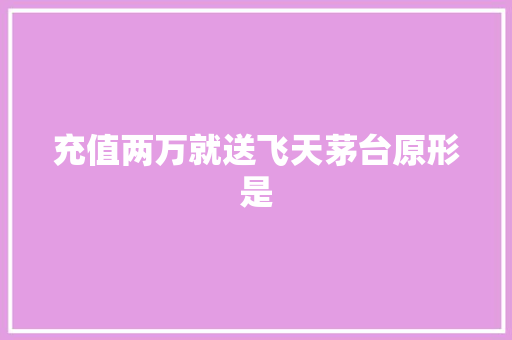 充值两万就送飞天茅台原形是