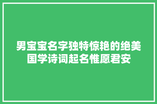 男宝宝名字独特惊艳的绝美国学诗词起名惟愿君安