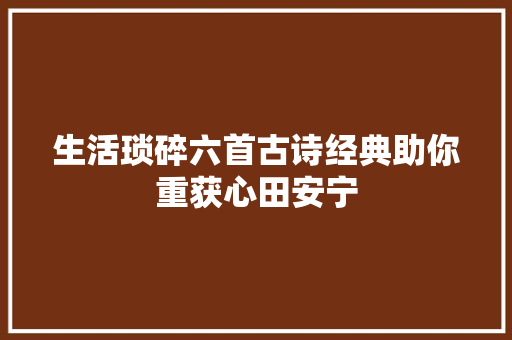 生活琐碎六首古诗经典助你重获心田安宁