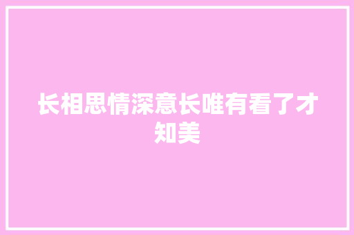 长相思情深意长唯有看了才知美