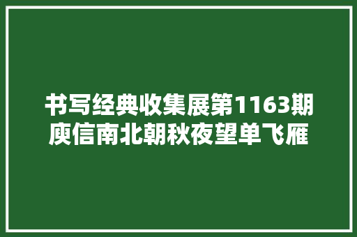 书写经典收集展第1163期庾信南北朝秋夜望单飞雁