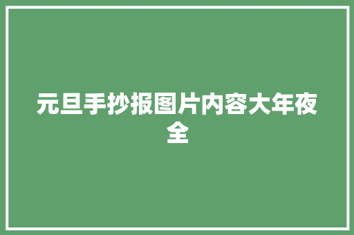 元旦手抄报图片内容大年夜全