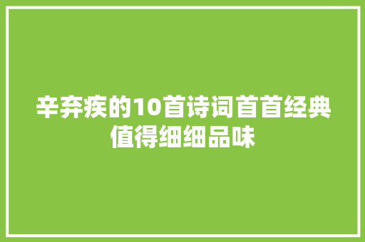 辛弃疾的10首诗词首首经典值得细细品味