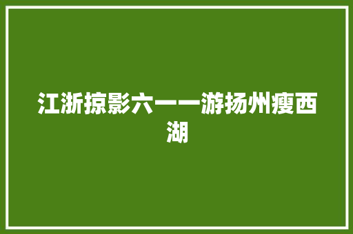 江浙掠影六一一游扬州瘦西湖