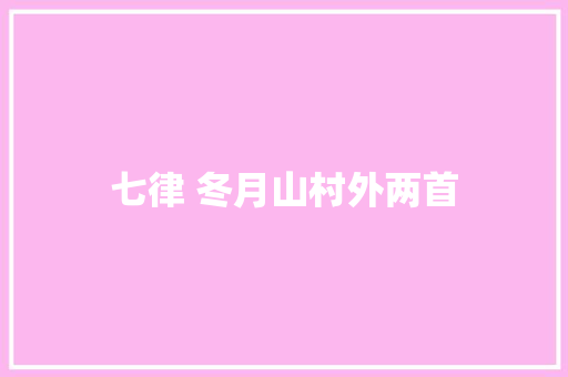 七律 冬月山村外两首