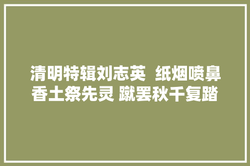 清明特辑刘志英  纸烟喷鼻香土祭先灵 蹴罢秋千复踏青