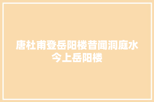 唐杜甫登岳阳楼昔闻洞庭水今上岳阳楼