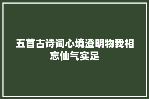 五首古诗词心境澄明物我相忘仙气实足