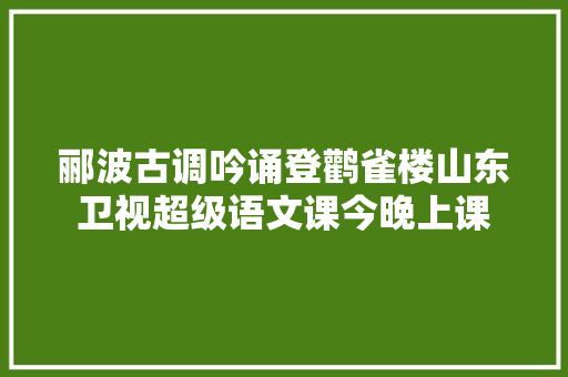 郦波古调吟诵登鹳雀楼山东卫视超级语文课今晚上课
