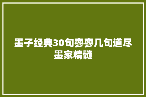 墨子经典30句寥寥几句道尽墨家精髓