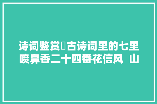 诗词鉴赏​古诗词里的七里喷鼻香二十四番花信风  山矾