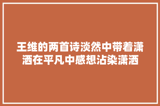 王维的两首诗淡然中带着潇洒在平凡中感想沾染潇洒