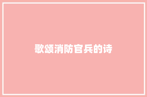 歌颂消防官兵的诗