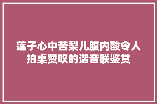 莲子心中苦梨儿腹内酸令人拍桌赞叹的谐音联鉴赏