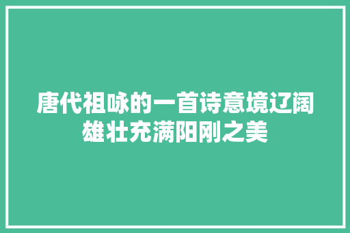 唐代祖咏的一首诗意境辽阔雄壮充满阳刚之美