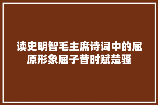 读史明智毛主席诗词中的屈原形象屈子昔时赋楚骚