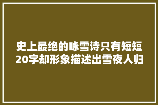 史上最绝的咏雪诗只有短短20字却形象描述出雪夜人归的画面