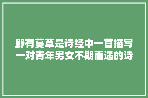 野有蔓草是诗经中一首描写一对青年男女不期而遇的诗歌