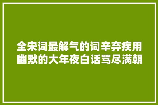 全宋词最解气的词辛弃疾用幽默的大年夜白话骂尽满朝得志小人